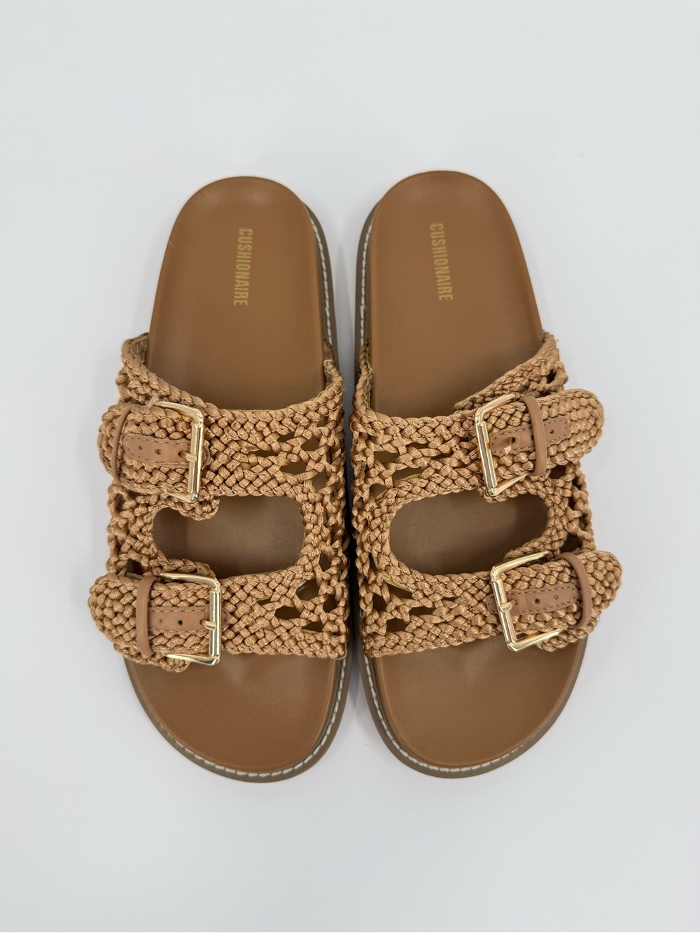 Cushionaire Weaver Footbed Sandal Braided Buckle Slide in Tan Size 11